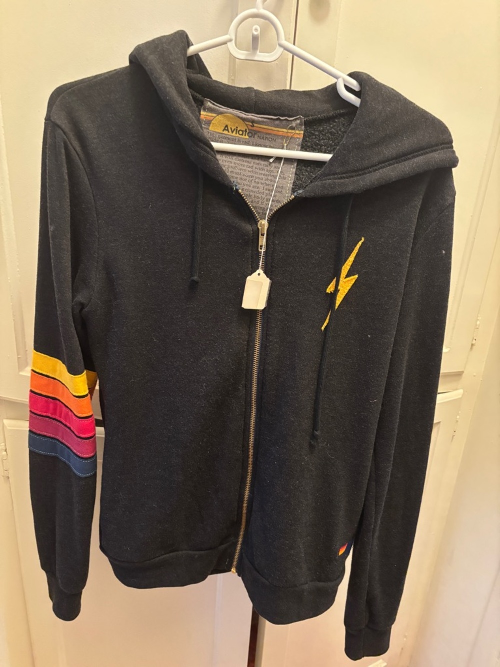 NWT Aviator Nation Bolt Black Zip Hoodie